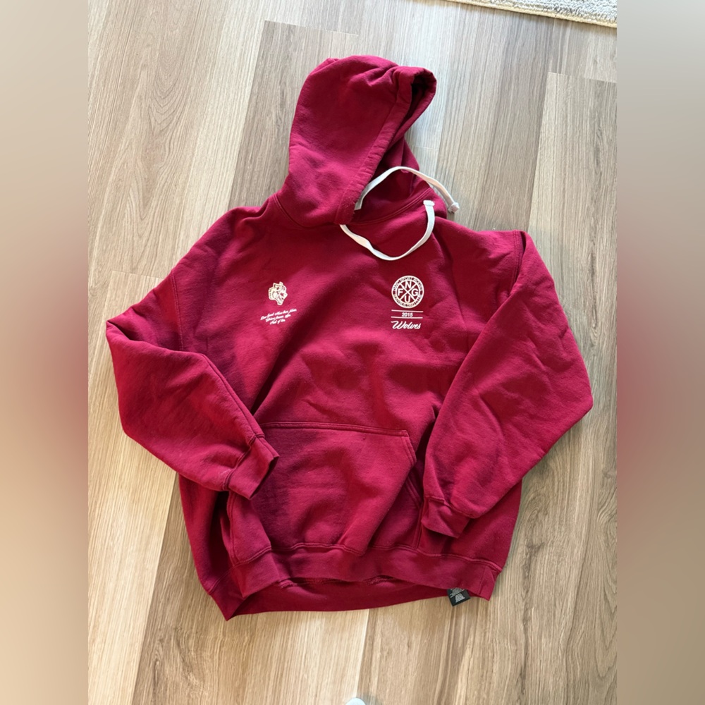 Darc Sport Maroon Hoodie with White Wolf Graphic